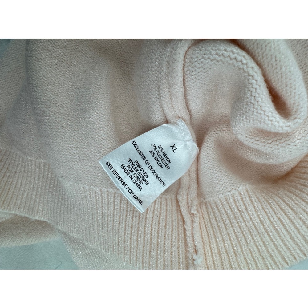 Riley & Rae Pink Floral Embroidered Cropped Cardigan Sweater XL Cottagecore - Picture 5 of 5